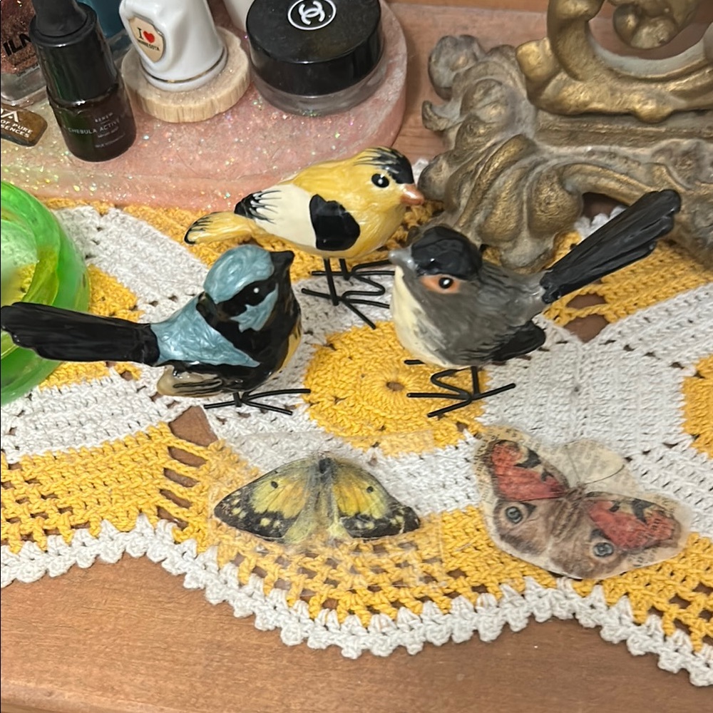 Three Bird Figurines